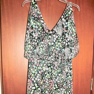 New Candies Floral Blouson, Elastic Waist Dress-L